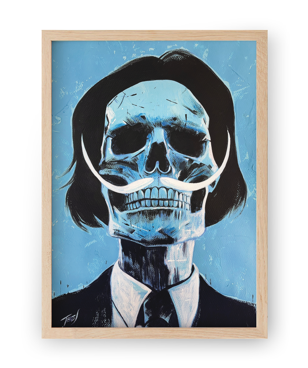 High-quality print of Salvador Dalí as a Skull, an acrylic painting by Jaume Tenes exploring surrealism and imagination.