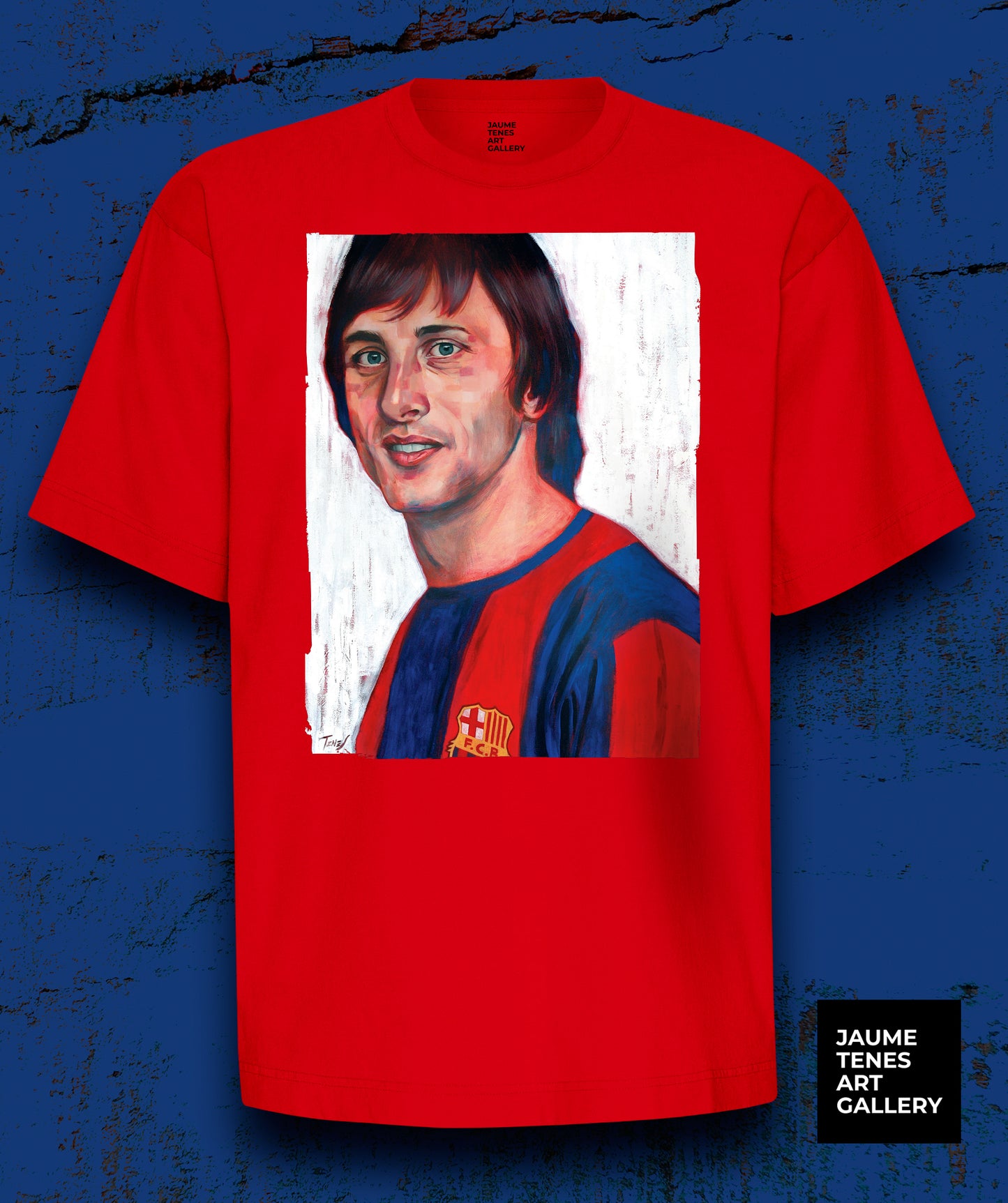 Genius. Vision. Revolution. From pitch to canvas, from art to street. Celebrate Johan Cruyff’s genius with this exclusive Jaume Tenes wearable