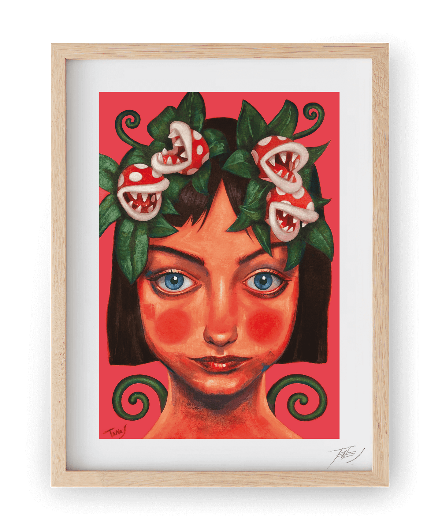 High quality print of 'Medusa,' a figurative acrylic painting by Jaume Tenes blending mythology, emotion, and contemporary culture.