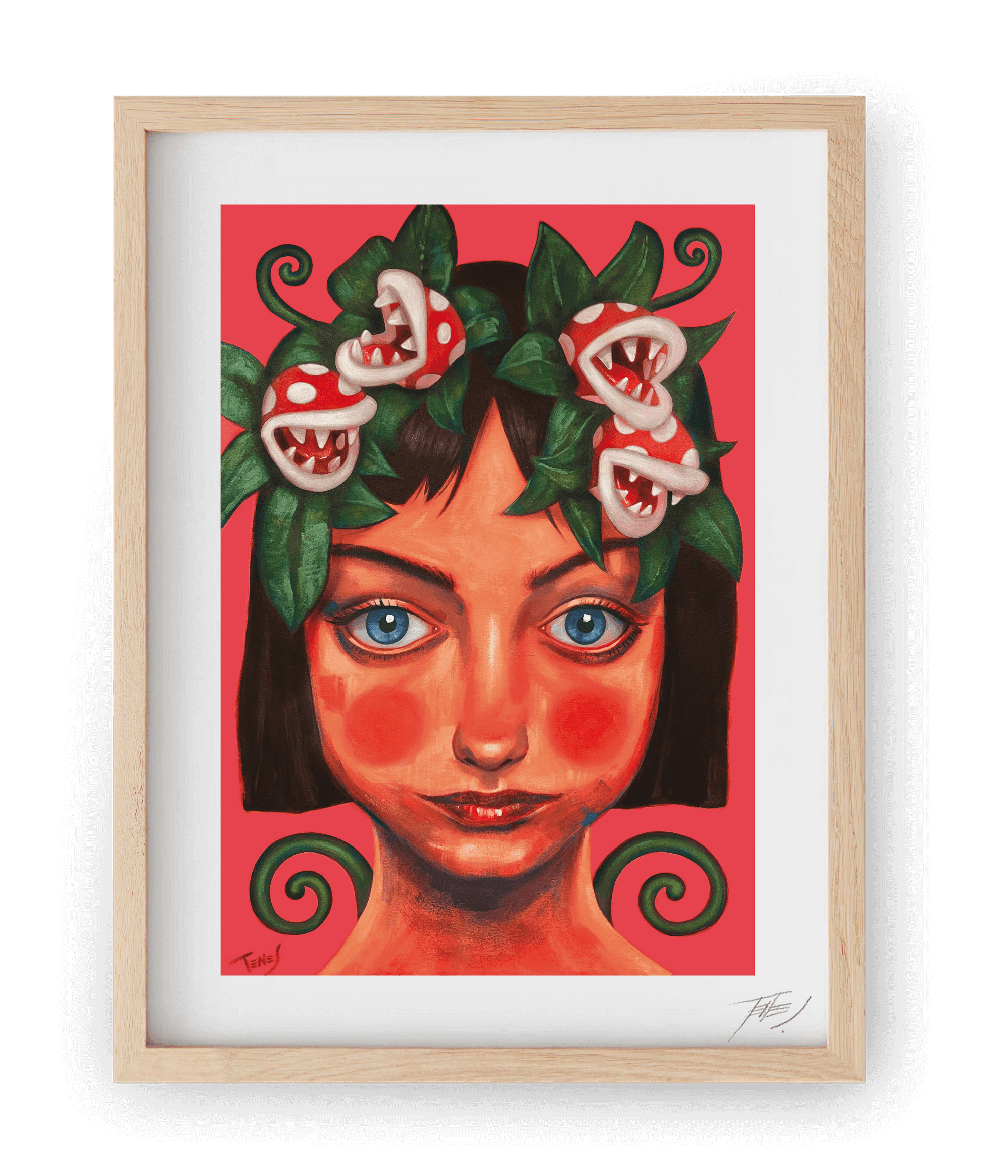 High quality print of 'Medusa,' a figurative acrylic painting by Jaume Tenes blending mythology, emotion, and contemporary culture.