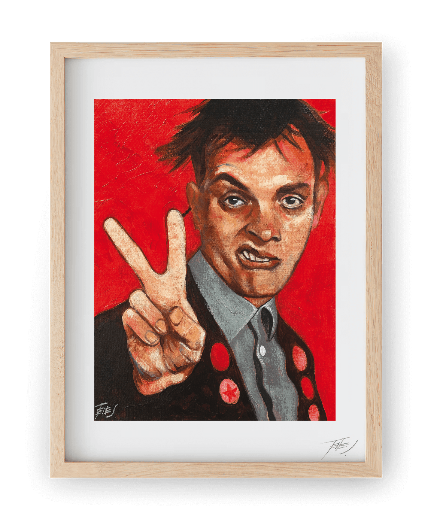 High quality print of Rick Mayall from 'The Young Ones,' a portrait by Jaume Tenes, capturing the comedian’s unique spirit.