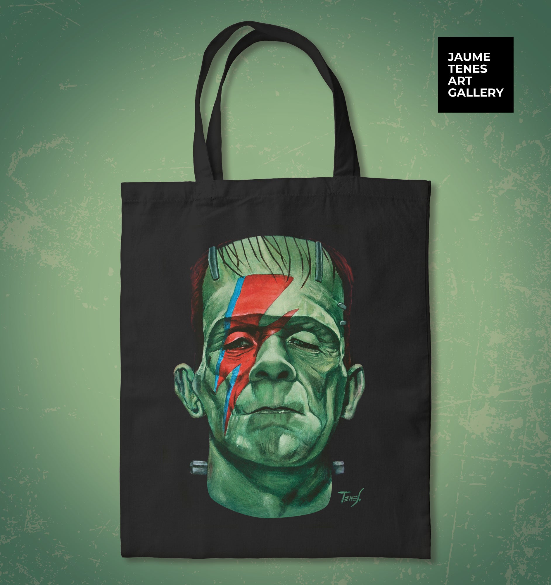Frankenstein meets David Bowie. A bold tote bag that stands out wherever you go.